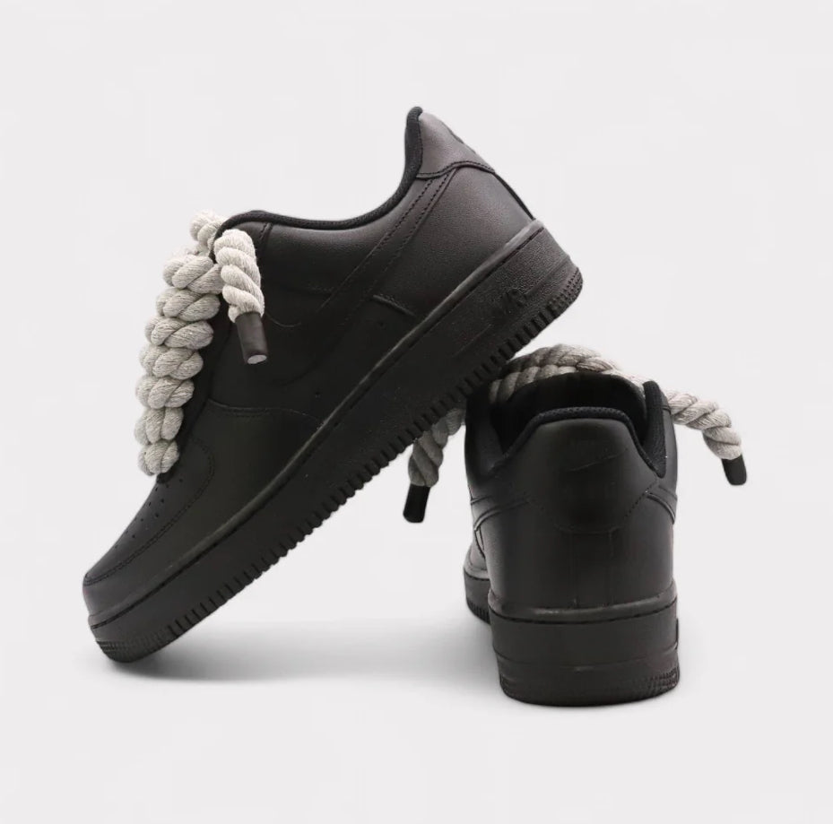 Nike Air Force 1 Black - Rope Lace gray
