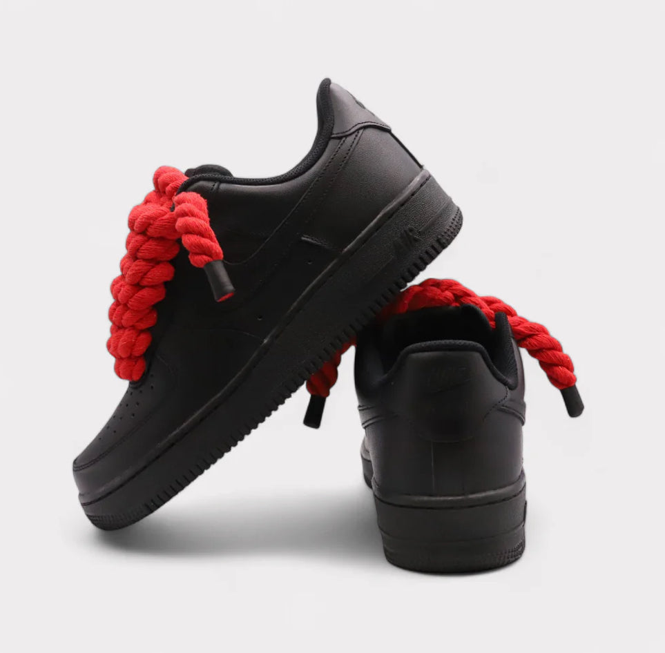 Nike Air Force 1 Black - Rope Lace red