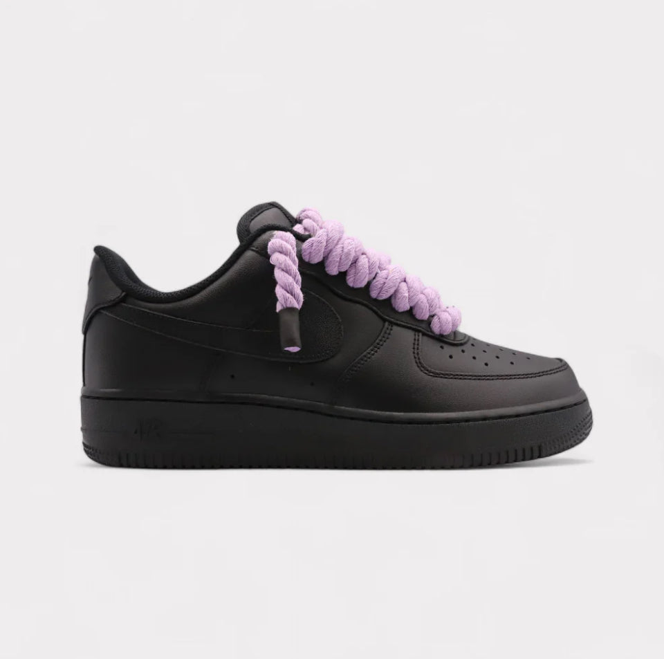 Nike Air Force 1 Black - Rope Lace Purple