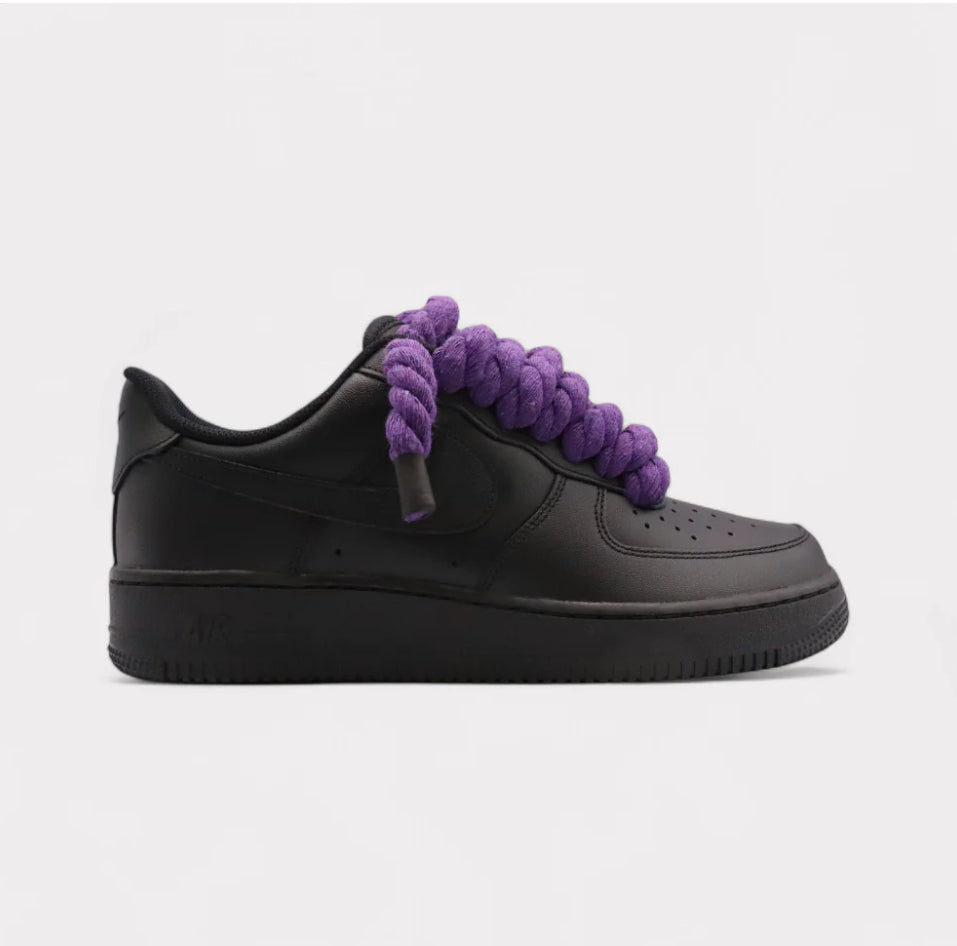 Nike Air Force 1 Black - Rope Lace purple