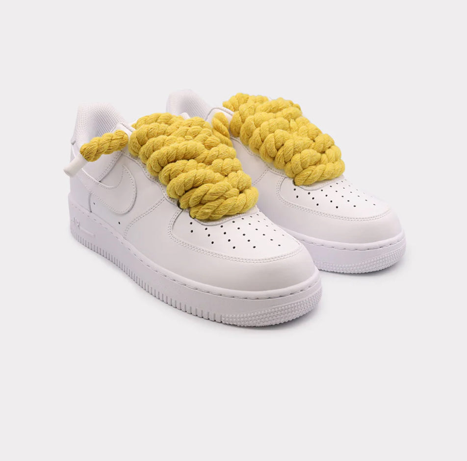 Nike Air Force 1 White - Rope Lace Yellow