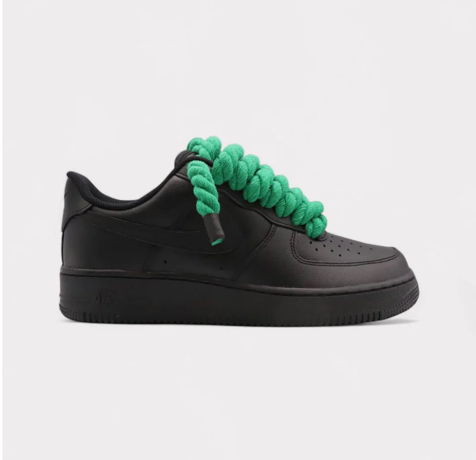Nike Air Force 1 Black - Rope Lace green