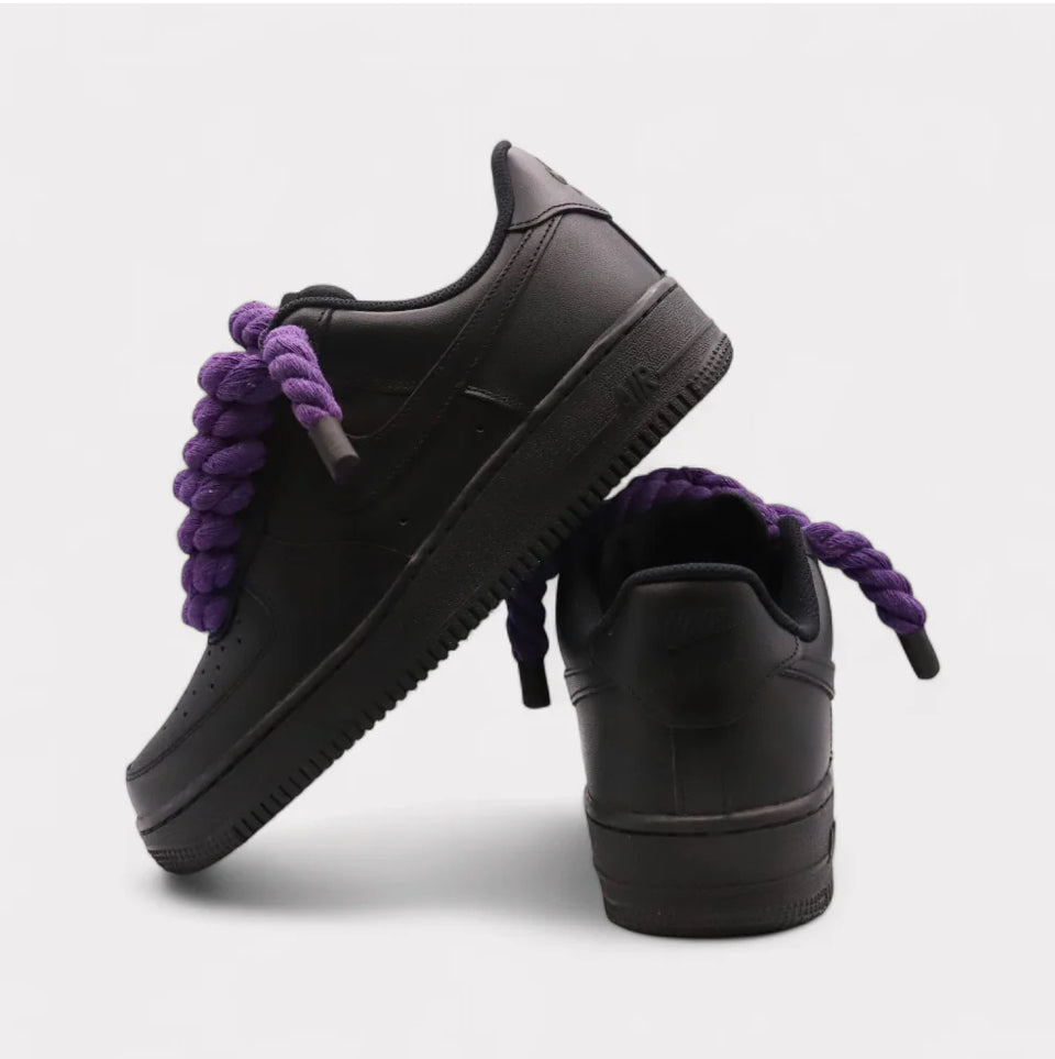 Nike Air Force 1 Black - Rope Lace purple