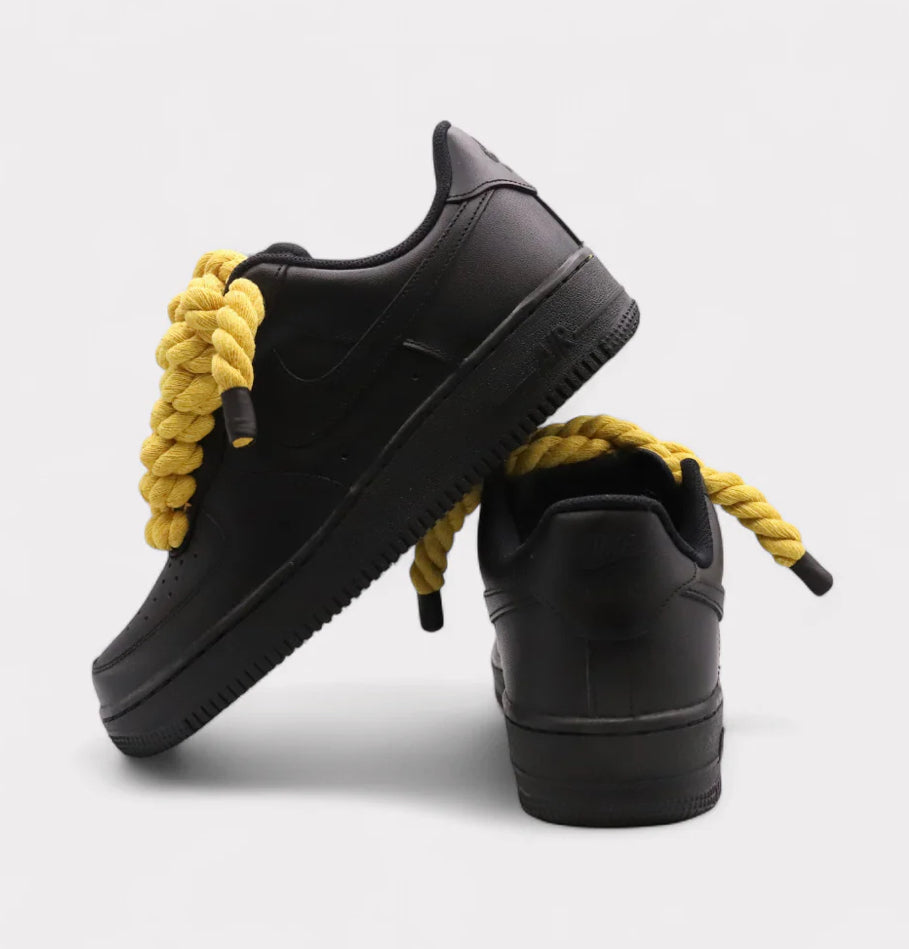 Nike Air Force 1 Black - Rope Lace yellow