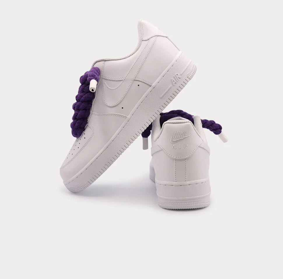 Nike Air Force 1 White - Rope Lace Purple