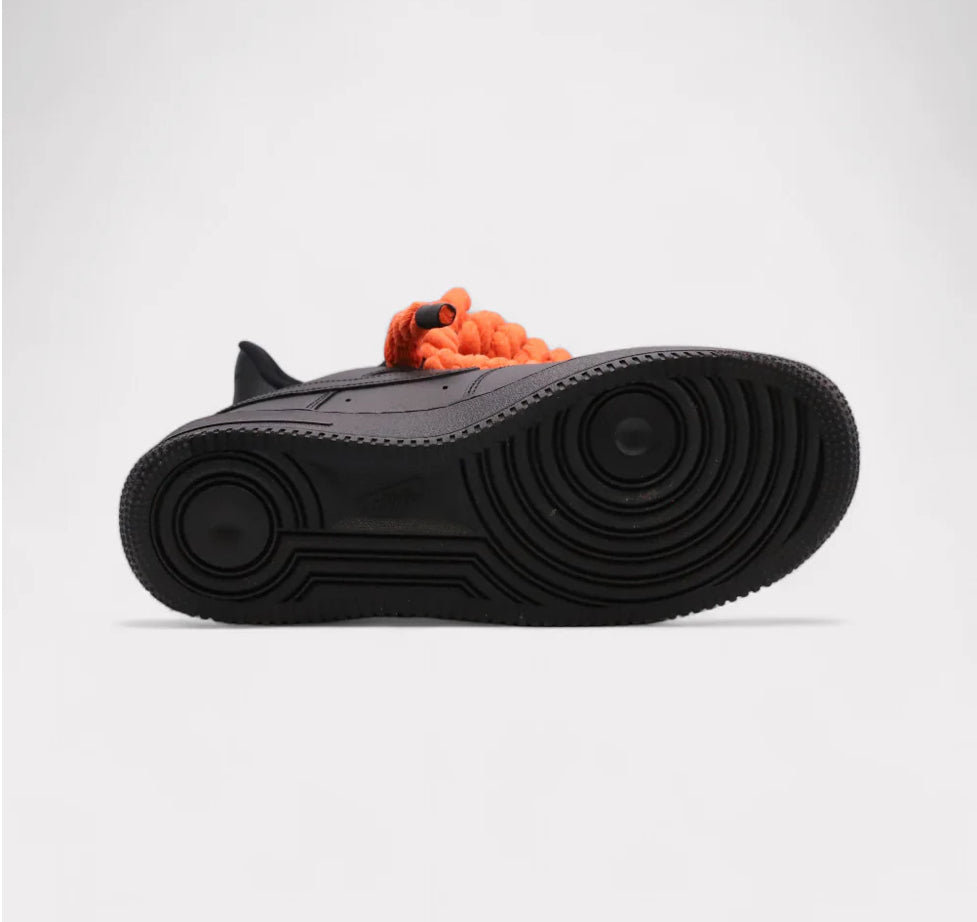 Nike Air Force 1 Black - Rope Lace orange