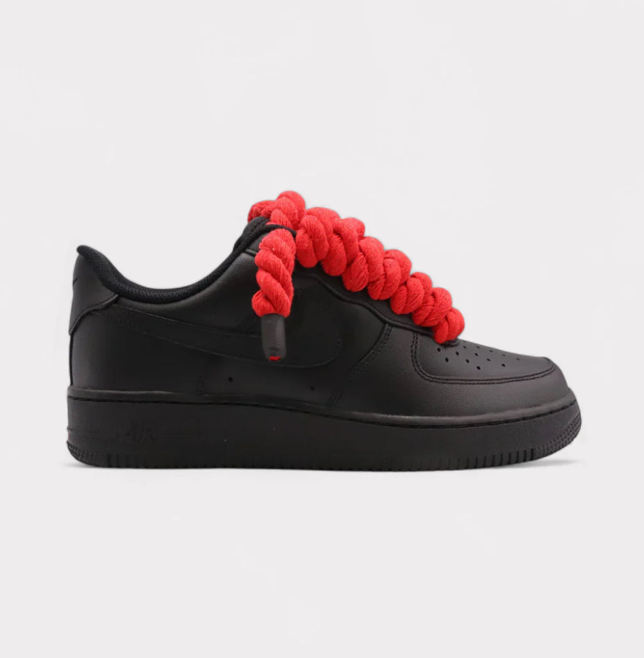 Nike Air Force 1 Black - Rope Lace red