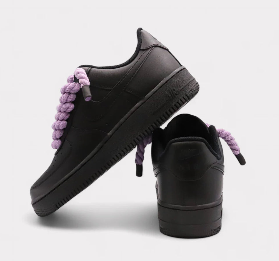Nike Air Force 1 Black - Rope Lace Purple