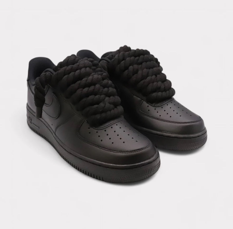 Nike Air Force 1 Black - Rope Lace Black