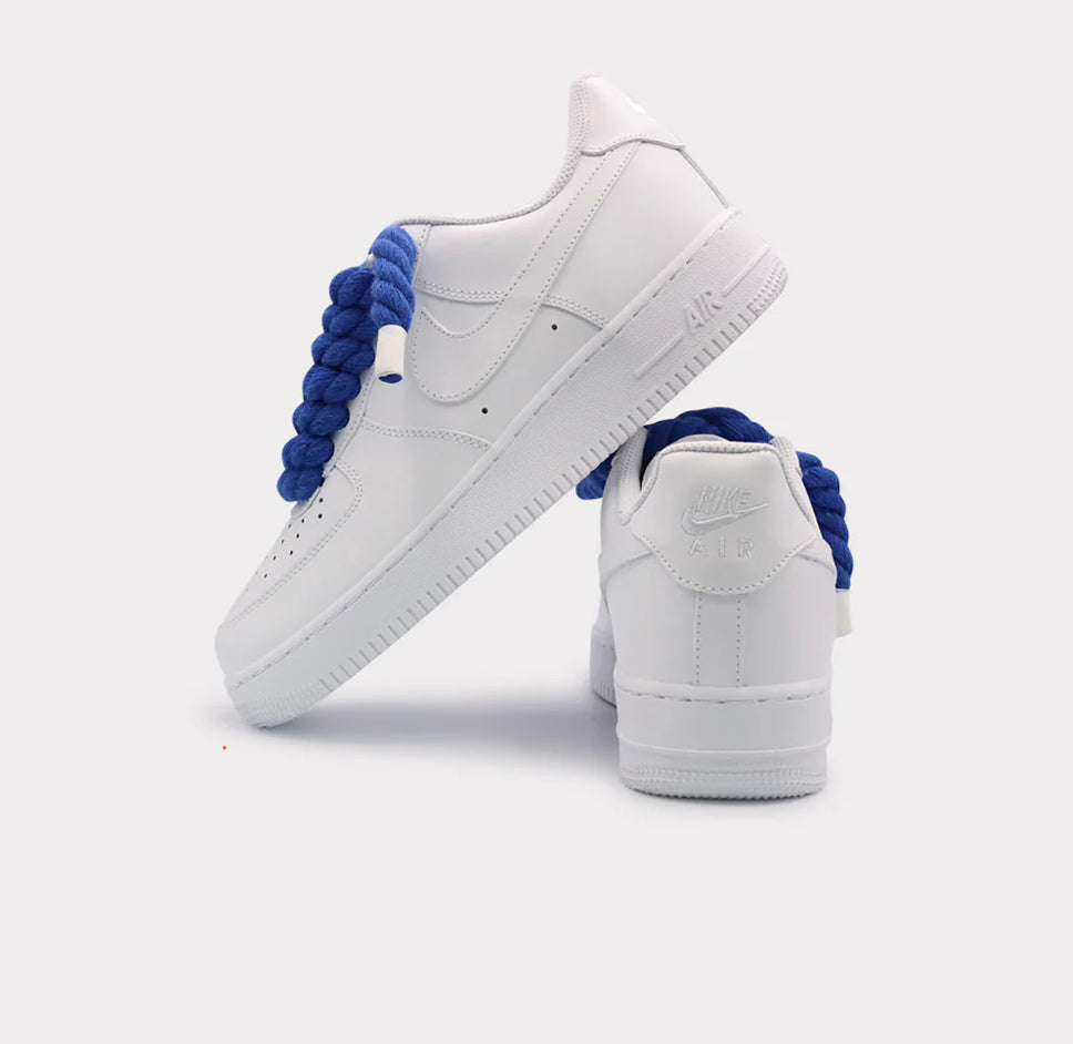 Nike Air Force 1 White - Rope Lace Blue