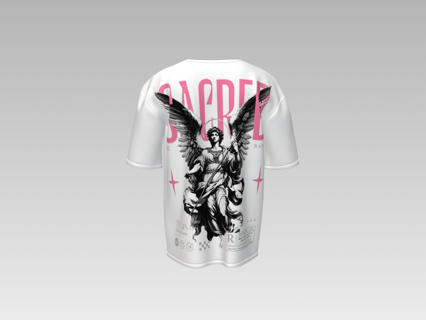 Mondore Sacred Guardian Angel Oversized Tee in White