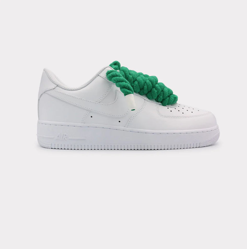 Nike Air Force 1 White - Rope Lace Green