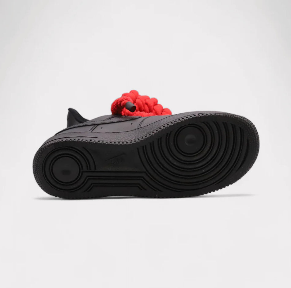 Nike Air Force 1 Black - Rope Lace red
