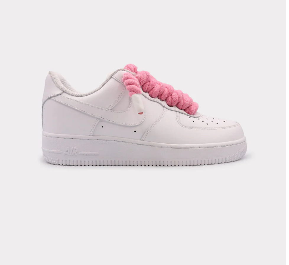 Nike Air Force 1 White - Rope Lace Pink