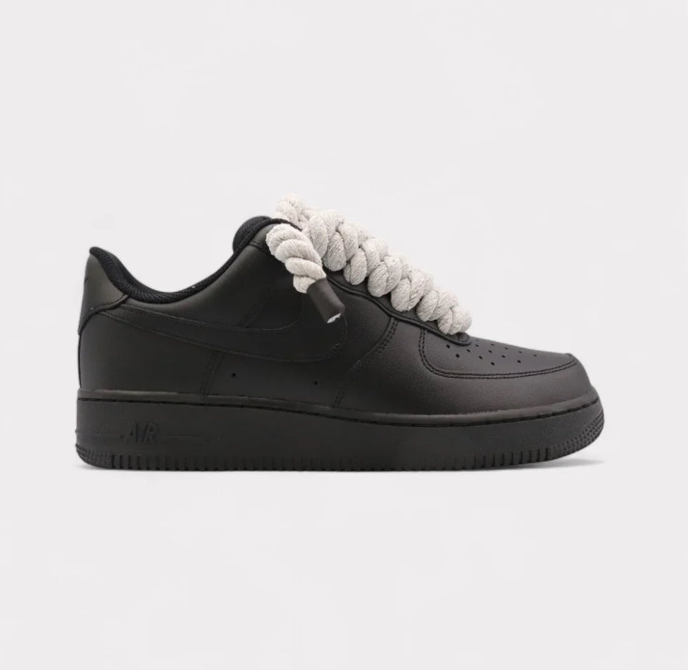 Nike Air Force 1 Black - Rope Lace gray