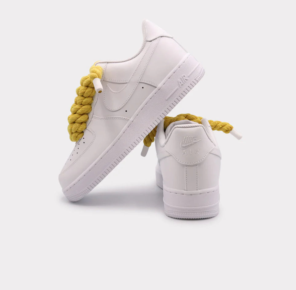 Nike Air Force 1 White - Rope Lace Yellow