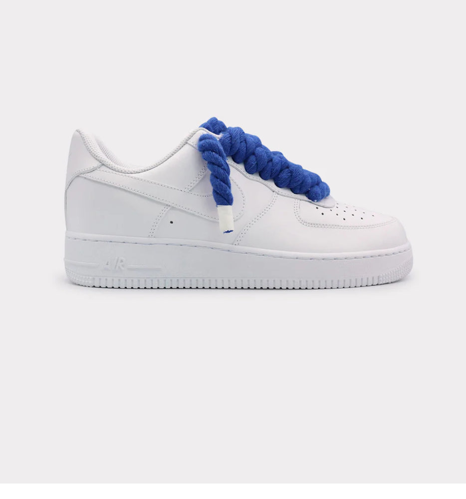 Nike Air Force 1 White - Rope Lace Blue