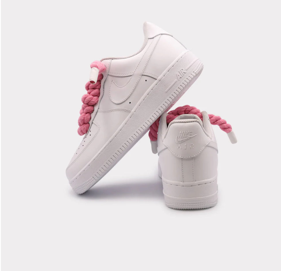 Nike Air Force 1 White - Rope Lace Pink