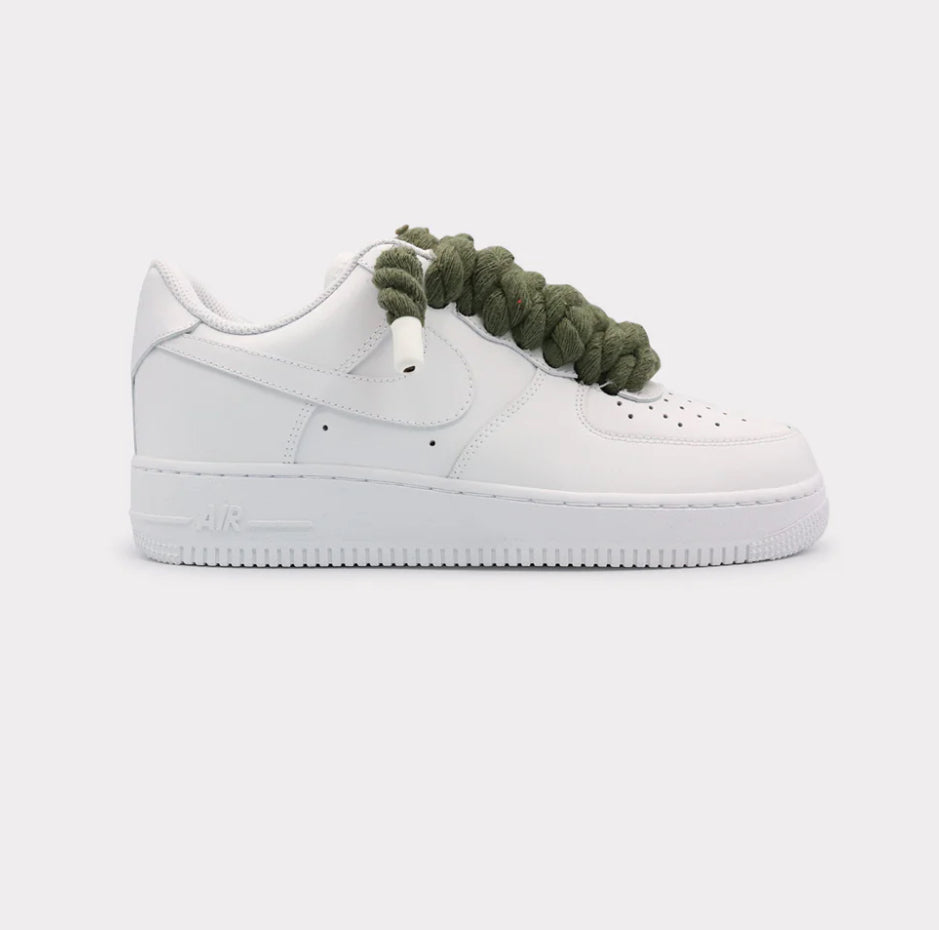 Nike Air Force 1 White - Rope Lace Olive