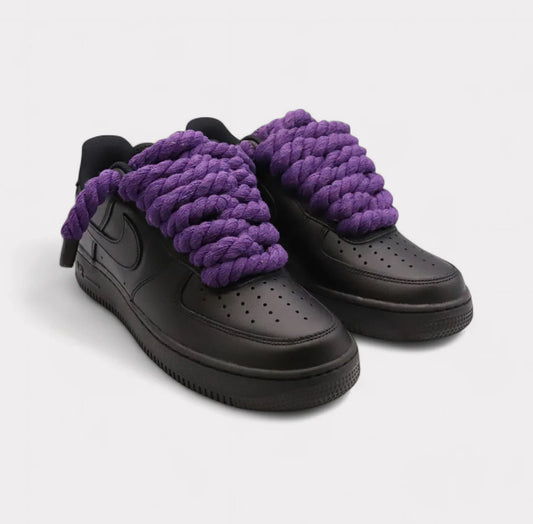 Nike Air Force 1 Black - Rope Lace purple