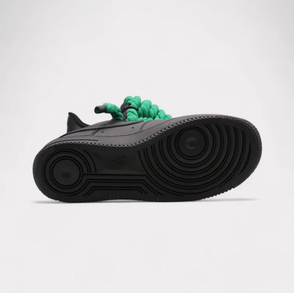 Nike Air Force 1 Black - Rope Lace green
