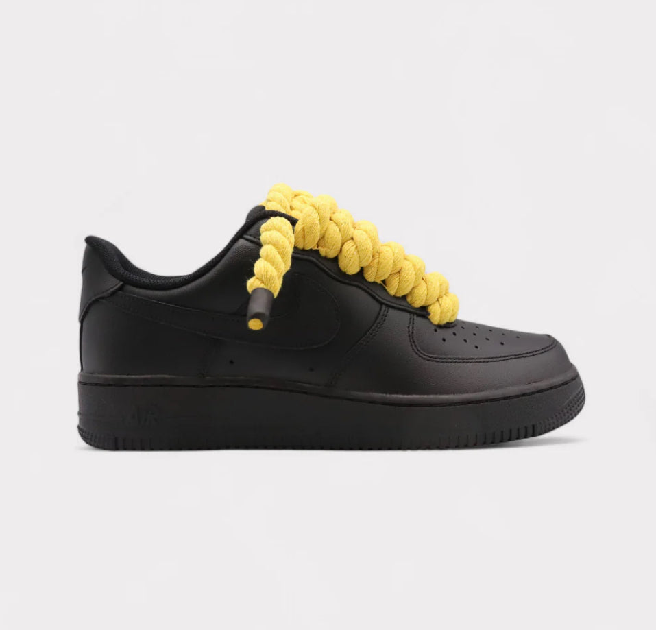 Nike Air Force 1 Black - Rope Lace yellow