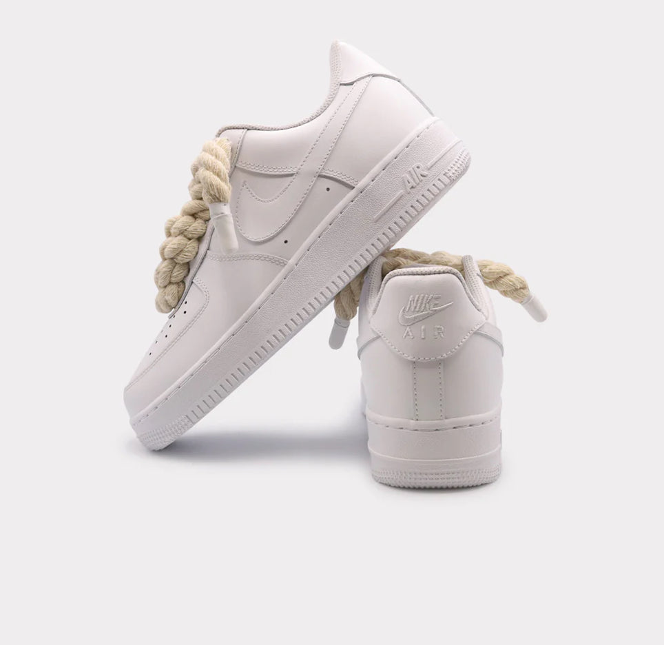 Nike Air Force 1 White - Rope Lace Beige