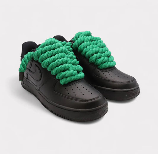 Nike Air Force 1 Black - Rope Lace green