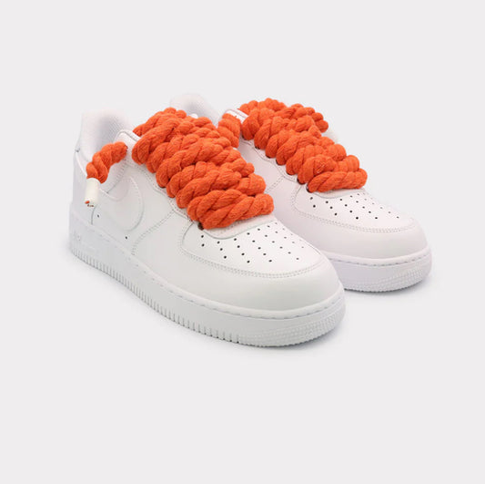 Nike Air Force 1 White - Rope Lace Orange