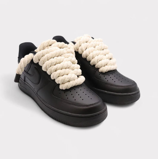 Nike Air Force 1 Black - Rope Lace cream