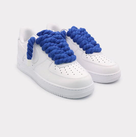 Nike Air Force 1 White - Rope Lace Blue