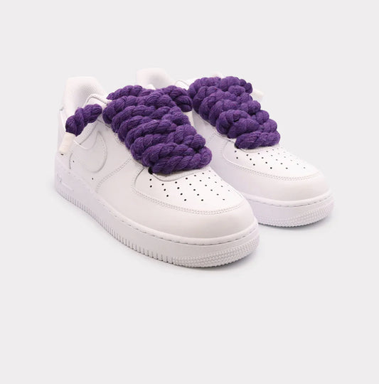 Nike Air Force 1 White - Rope Lace Purple