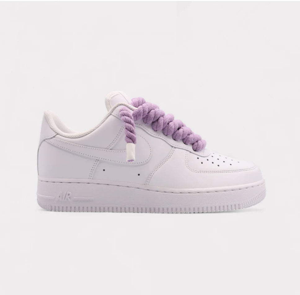 Nike Air Force 1 White - Rope Lace Light Violet