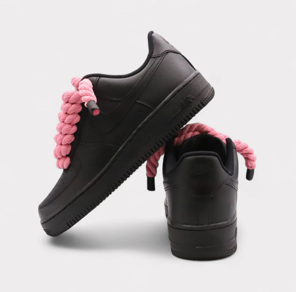 Nike Air Force 1 Black - Rope Lace pink