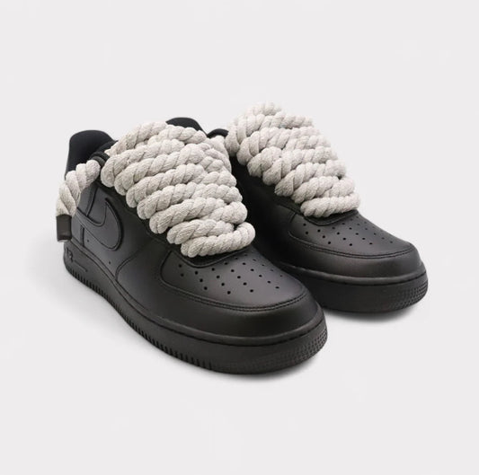 Nike Air Force 1 Black - Rope Lace gray