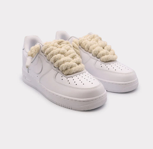 Nike Air Force 1 White - Rope Lace Beige