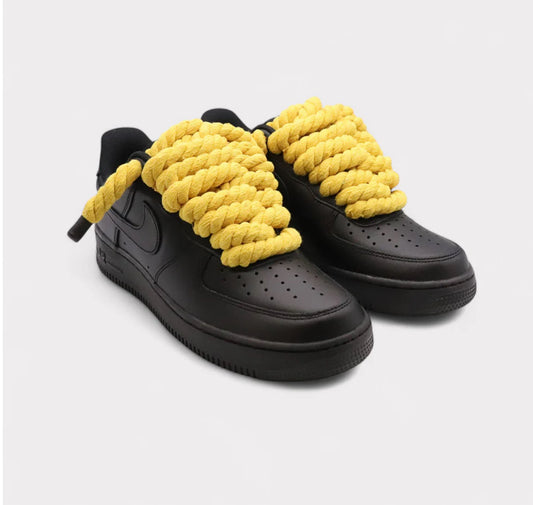 Nike Air Force 1 Black - Rope Lace yellow