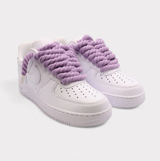 Nike Air Force 1 White - Rope Lace Light Violet