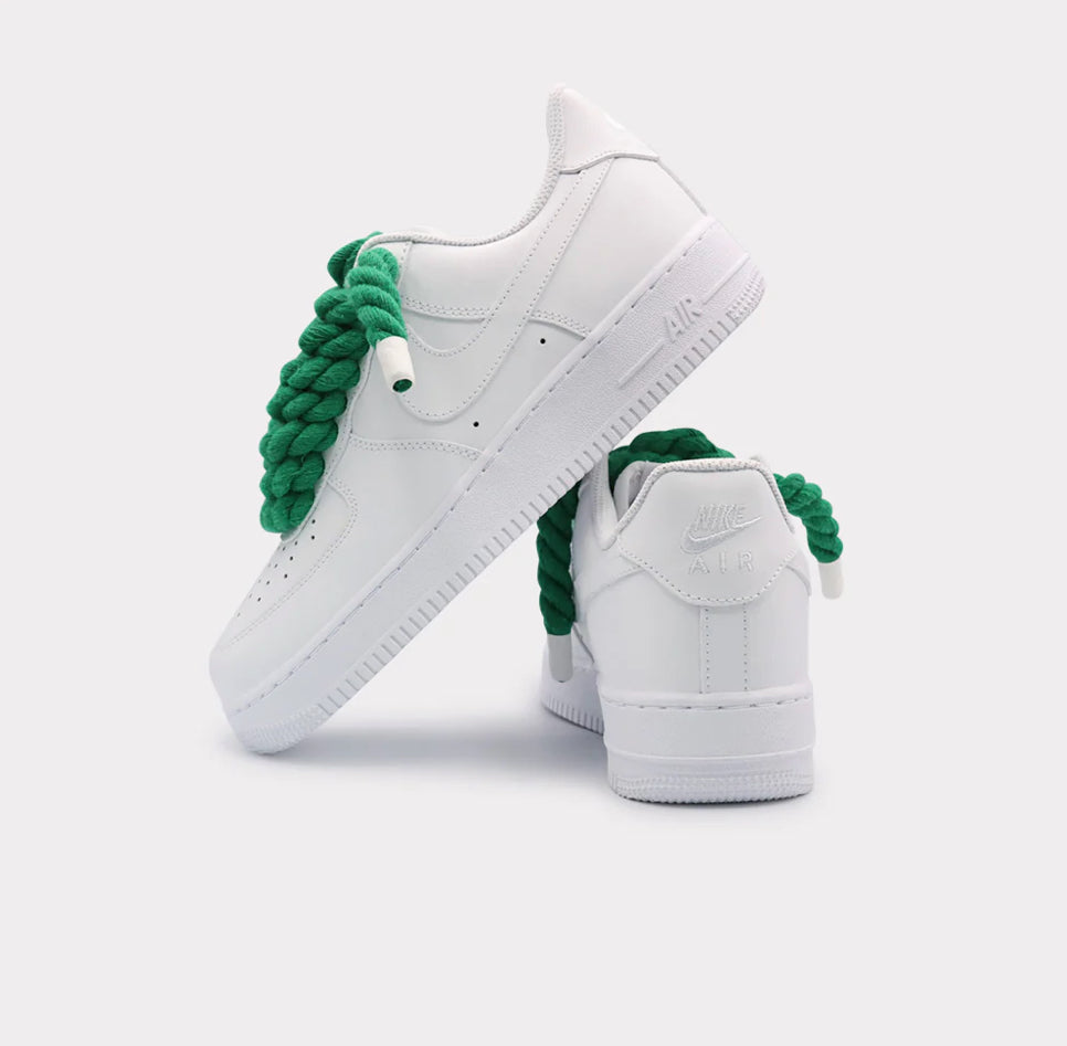 Nike Air Force 1 White - Rope Lace Green