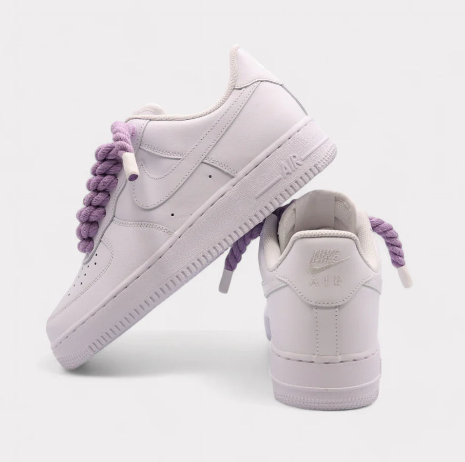 Nike Air Force 1 White - Rope Lace Light Violet