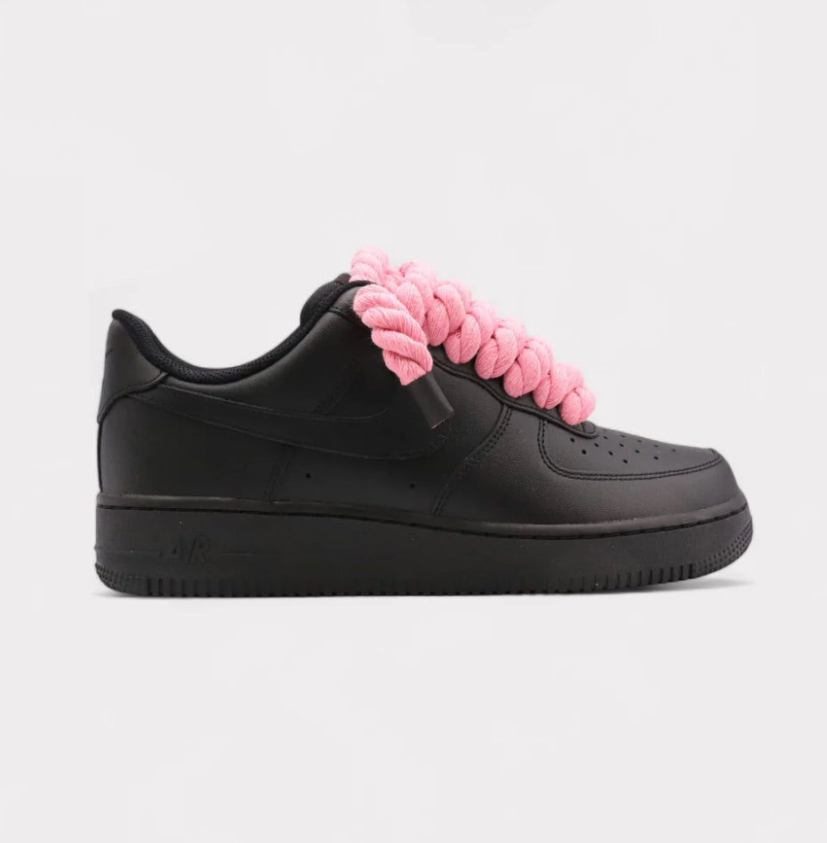 Nike Air Force 1 Black - Rope Lace pink
