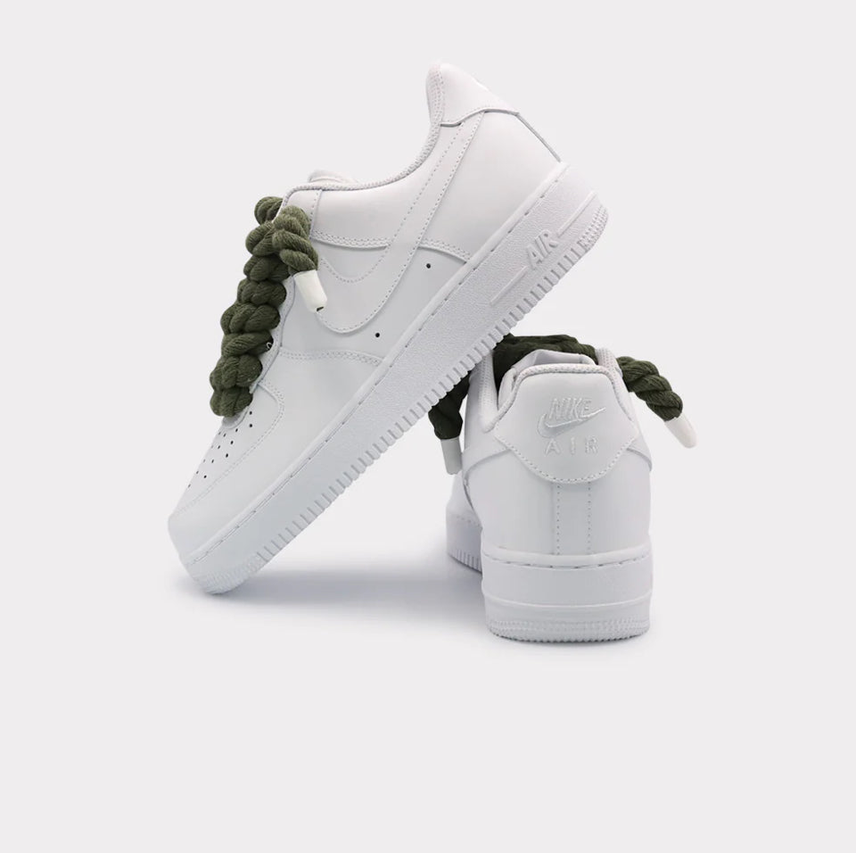 Nike Air Force 1 White - Rope Lace Olive