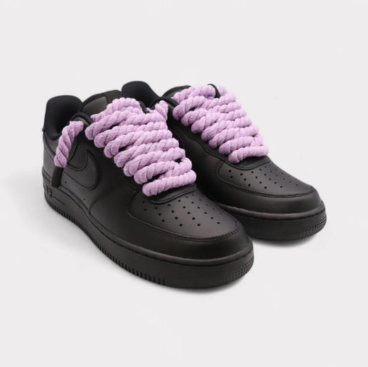 Nike Air Force 1 Black - Rope Lace Purple