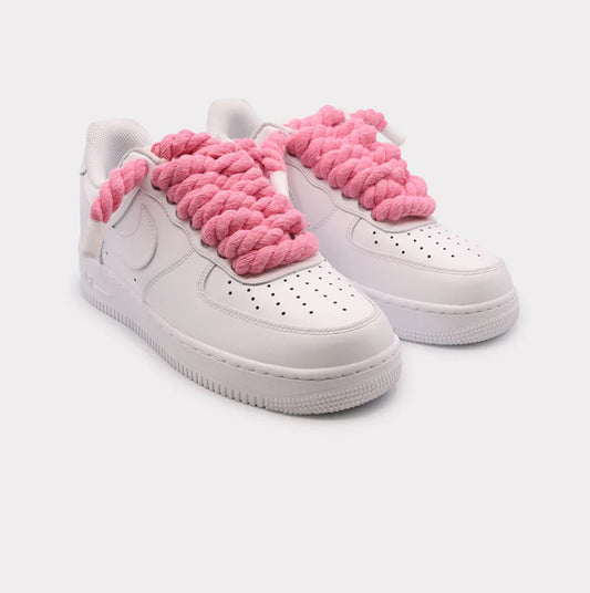 Nike Air Force 1 White - Rope Lace Pink