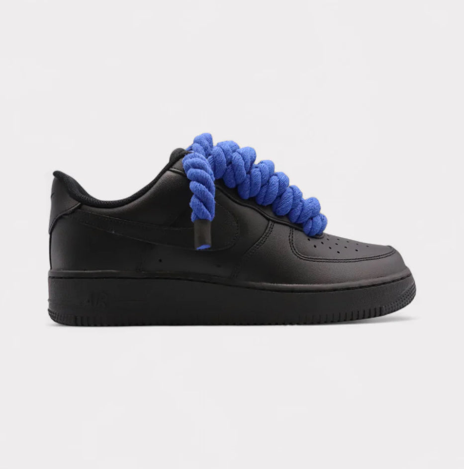 Nike Air Force 1 Black - Rope Lace blue
