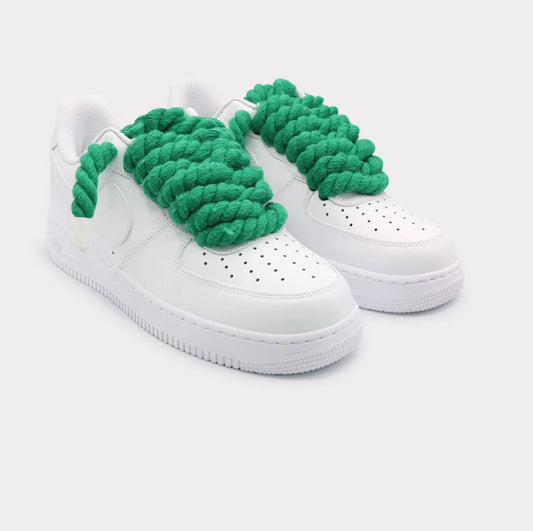Nike Air Force 1 White - Rope Lace Green