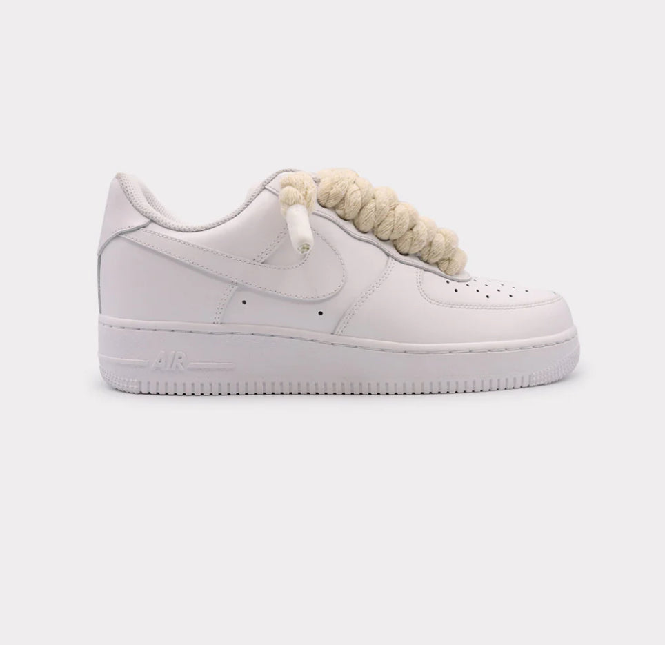 Nike Air Force 1 White - Rope Lace Beige
