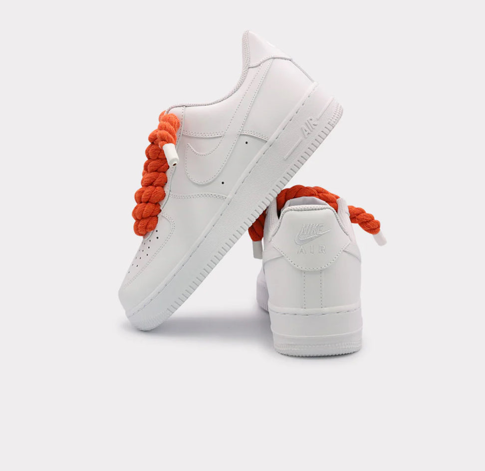 Nike Air Force 1 White - Rope Lace Orange