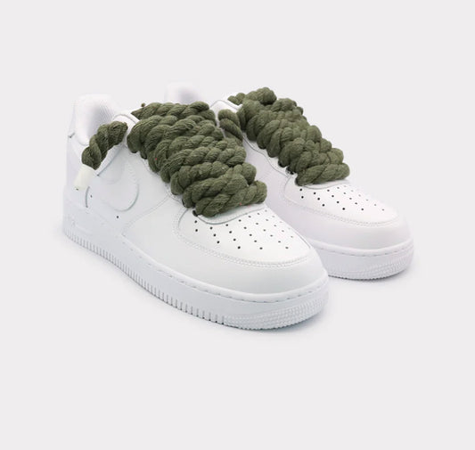 Nike Air Force 1 White - Rope Lace Olive